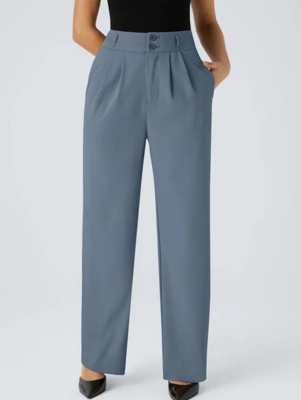NWT Halara Women's High-Waist Straight Leg Pants in Slate Blue Sz XL(16)